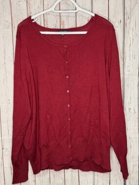 Lane Bryan Women Burgandy Red Cardigan Size 22/24